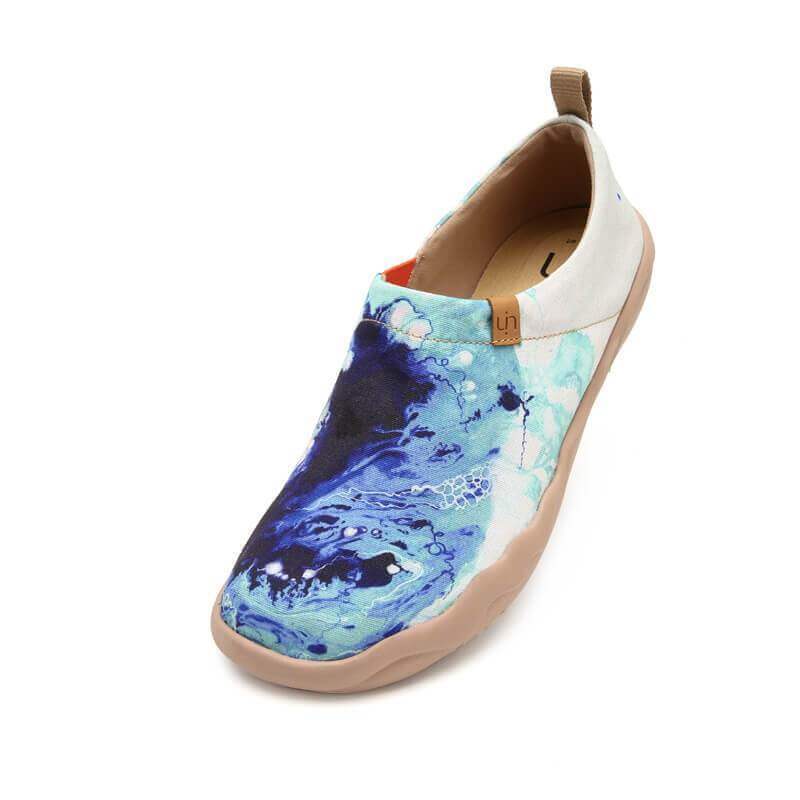 MOTTLED BLUE Abtract Painting Men Loafers - Image 3
